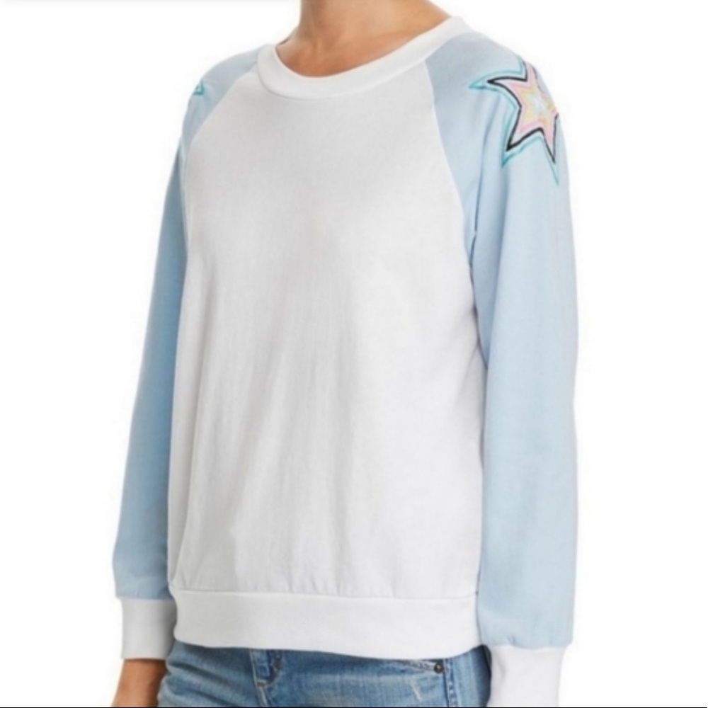 Wildfox new xsmall long sleeve baseball t shirt star shoulder